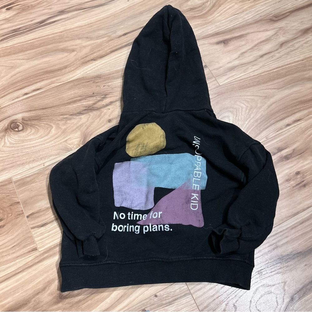 Zara unstoppable kid black hoodie
